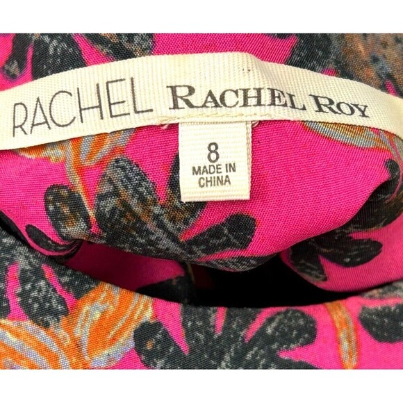 RACHEL Rachel Roy Womens Floral Racer Style Back Scoop Neck Dress Size 8 U4 - Picture 10 of 12